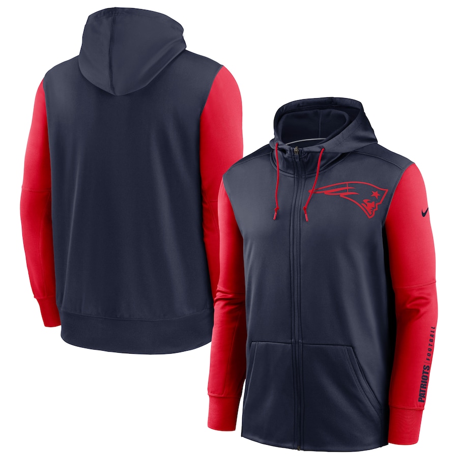 NFL Nike New England Patriots Navy Red Fan Gear Mascot Performance FullZip Hoodie